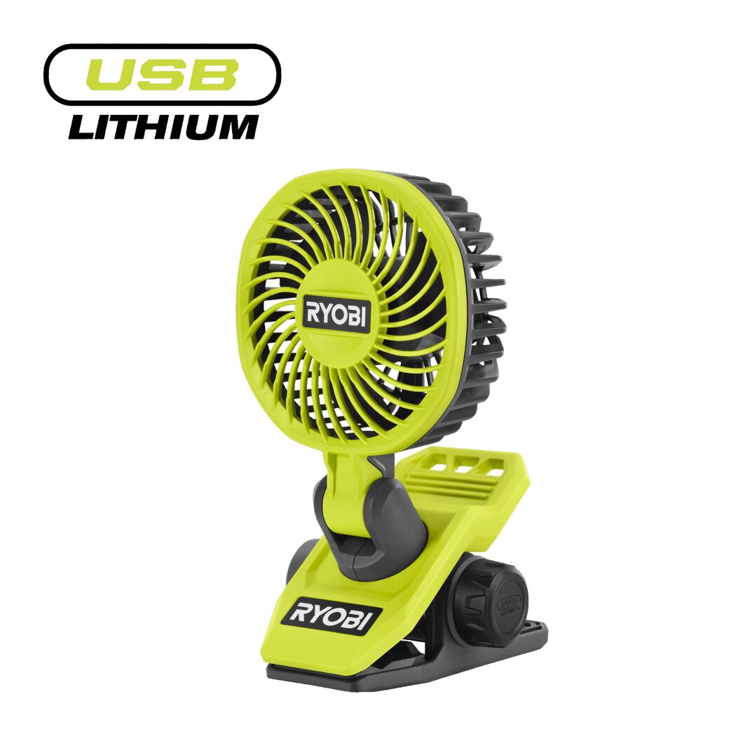 Kleiner grüner USB-Ventilator mit Klemme