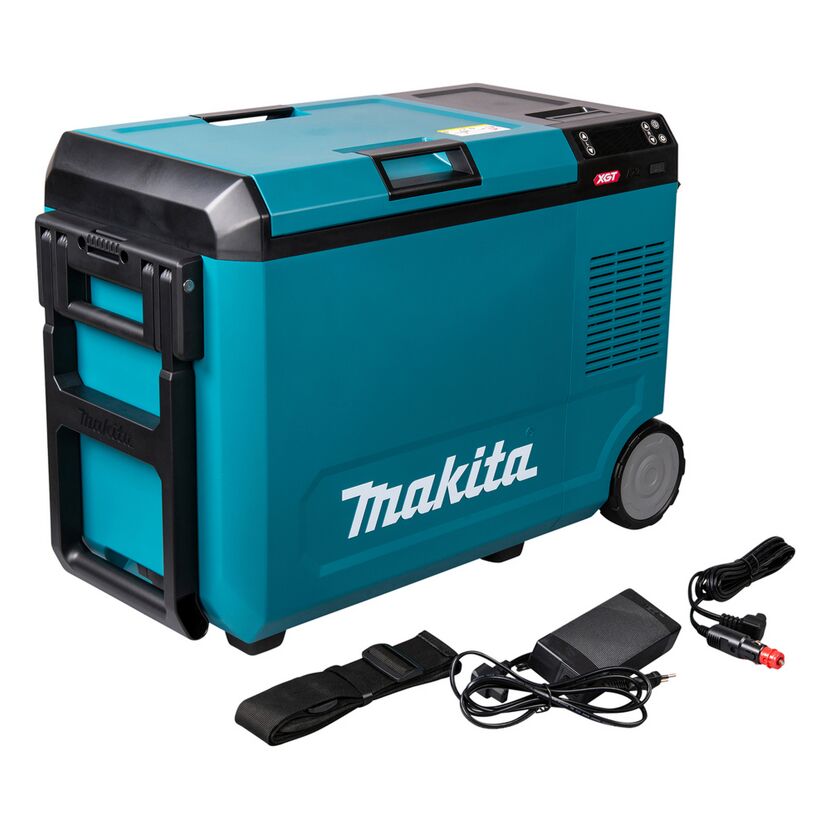 Blaue Makita Kühlbox mit Zubehör