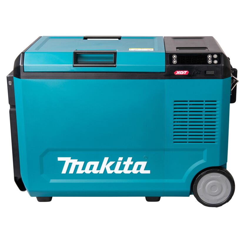 Blaue Makita Kühlbox mit Rollen