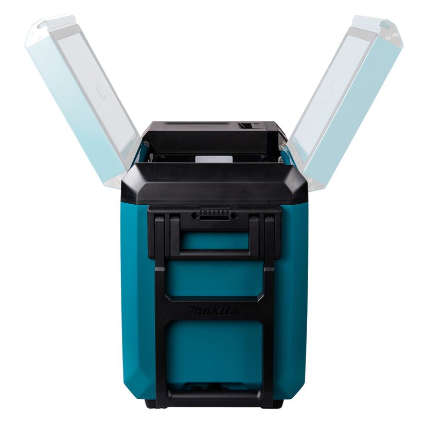 Blaue Makita Kühlbox geöffnet