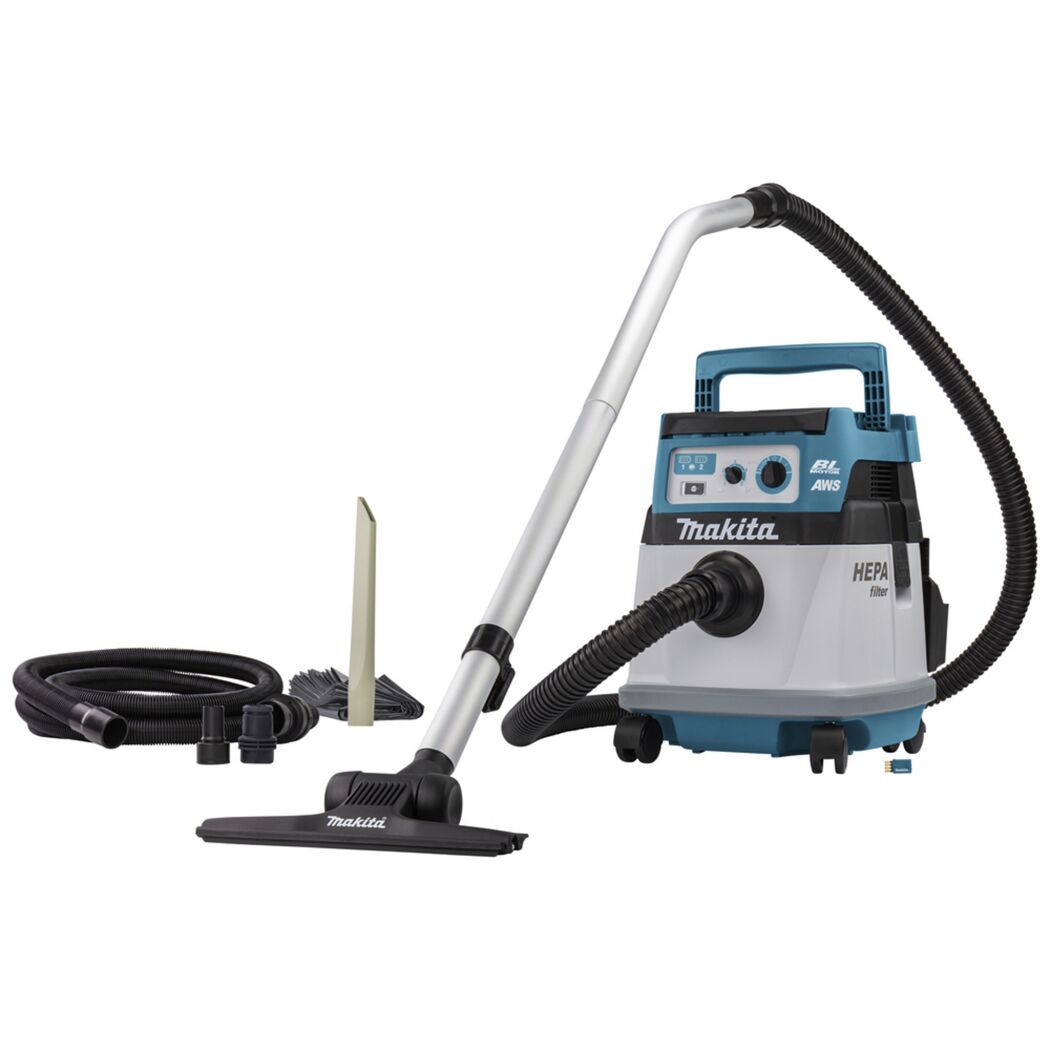 Blauer und grauer Makita Staubsauger