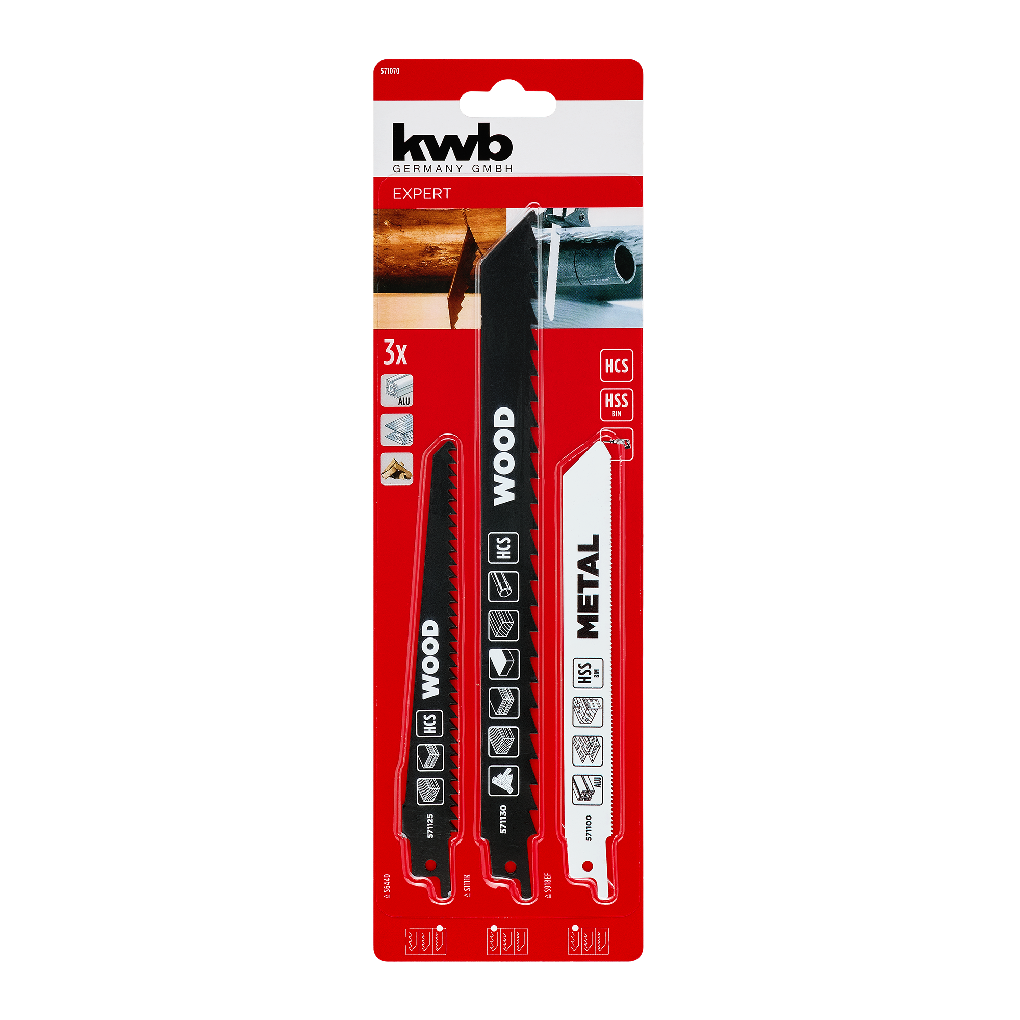 HCS-Bimetall-Säbelsägeblatt-Set 229 mm 3-teilig