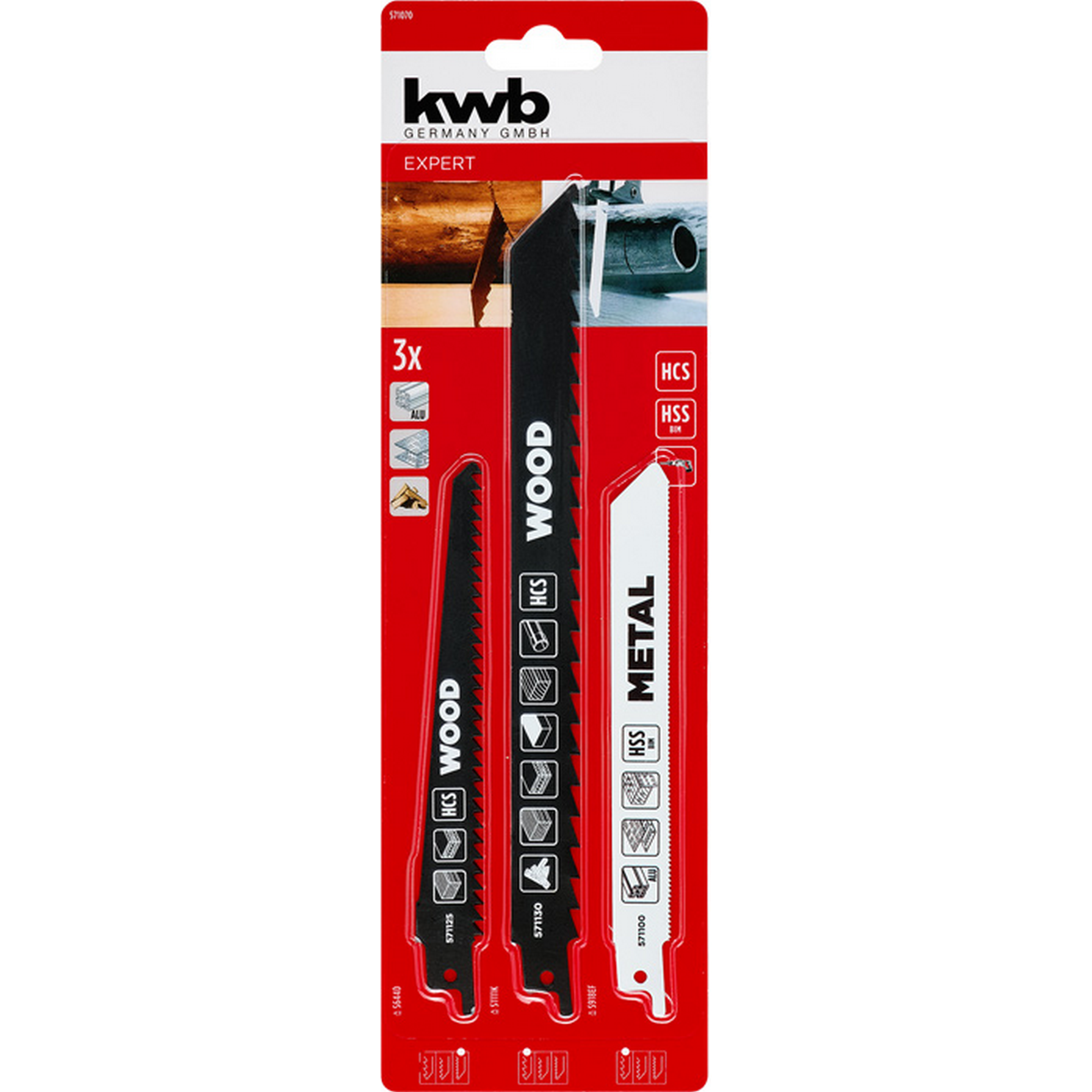 HCS-Bimetall-Säbelsägeblatt-Set 229 mm 3-teilig