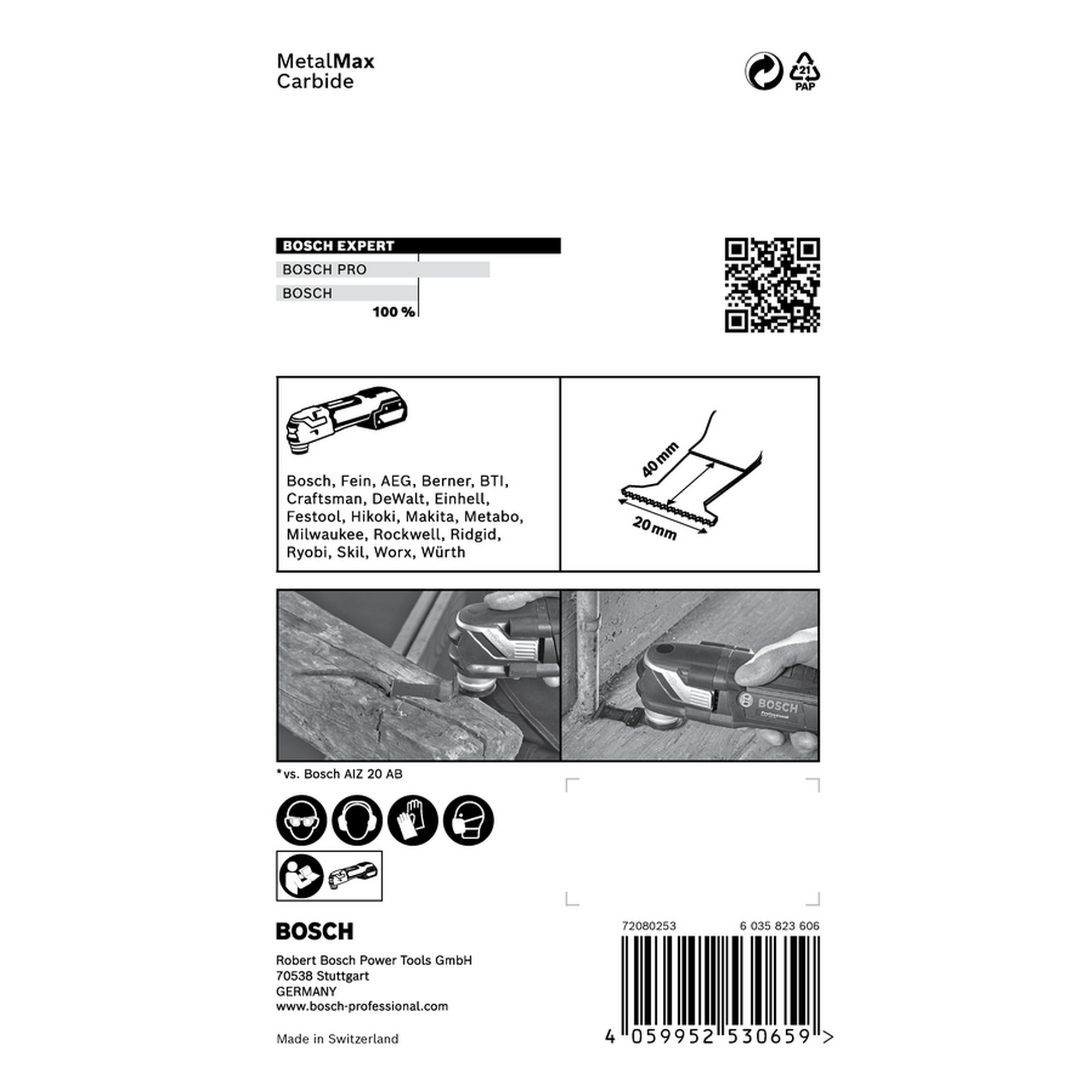 Sägeblatt 'Expert MetalMax AIZ 20 AIT' für Multifunktionswerkzeuge 40 x 20 mm, 5 Stück