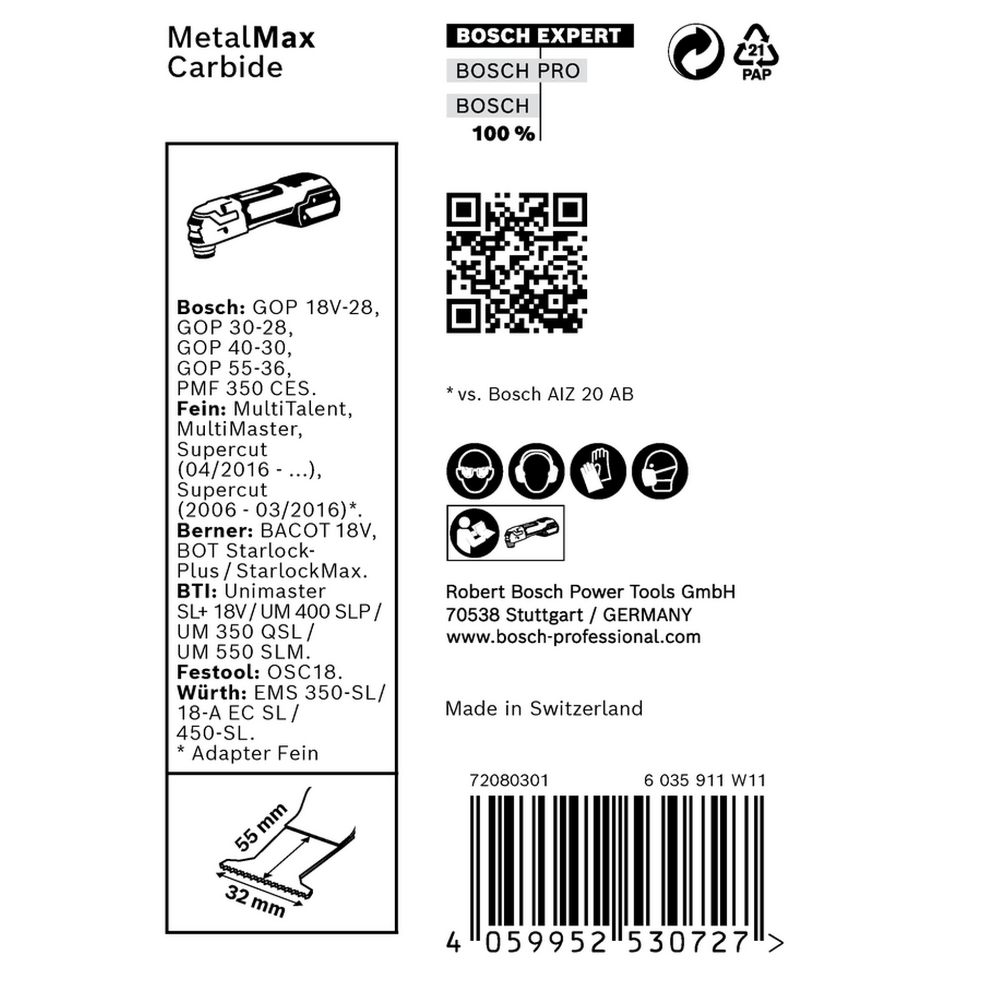 Sägeblatt 'Expert MetalMax PAIZ 32 AIT' für Multifunktionswerkzeuge 50 x 32 mm, 10 Stück