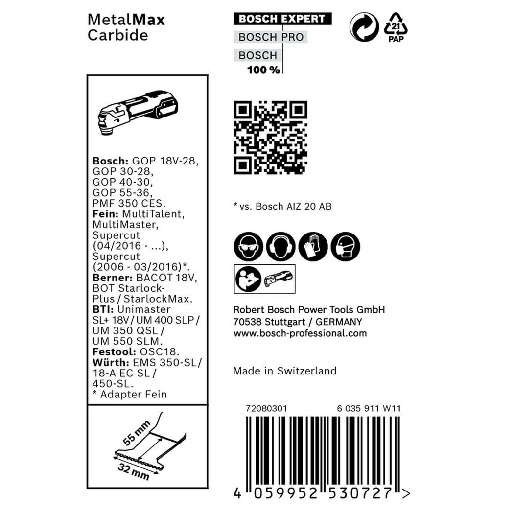 Sägeblatt 'Expert MetalMax PAIZ 32 AIT' für Multifunktionswerkzeuge 50 x 32 mm, 10 Stück