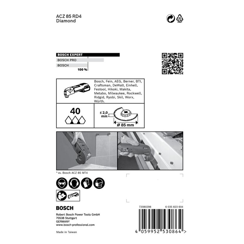 Sägeblatt 'Expert Grout Segment Blade ACZ 85 RD4' für Multifunktionswerkzeuge Ø 85 mm