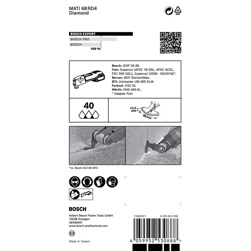 Sägeblatt 'Expert Corner Blade MATI 68 RD4' für Multifunktionswerkzeuge 68 x 30 mm