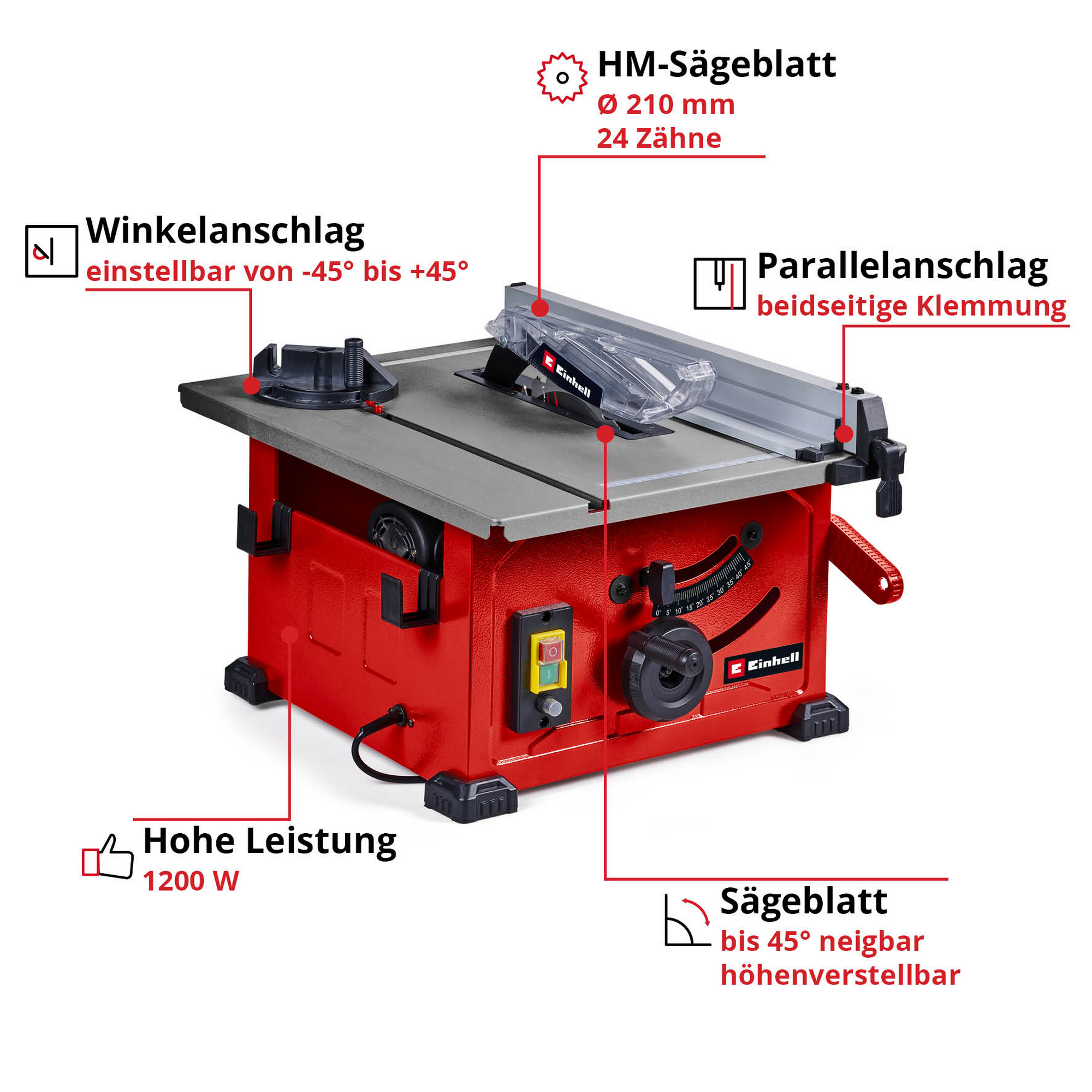 Tischkreissäge 'TC-TS 8' 900 W rot + product picture