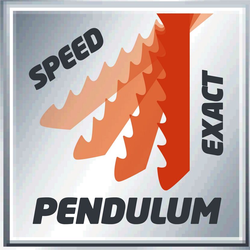 Sägeblatt mit der Aufschrift Speed, Exact und Pendulum.
