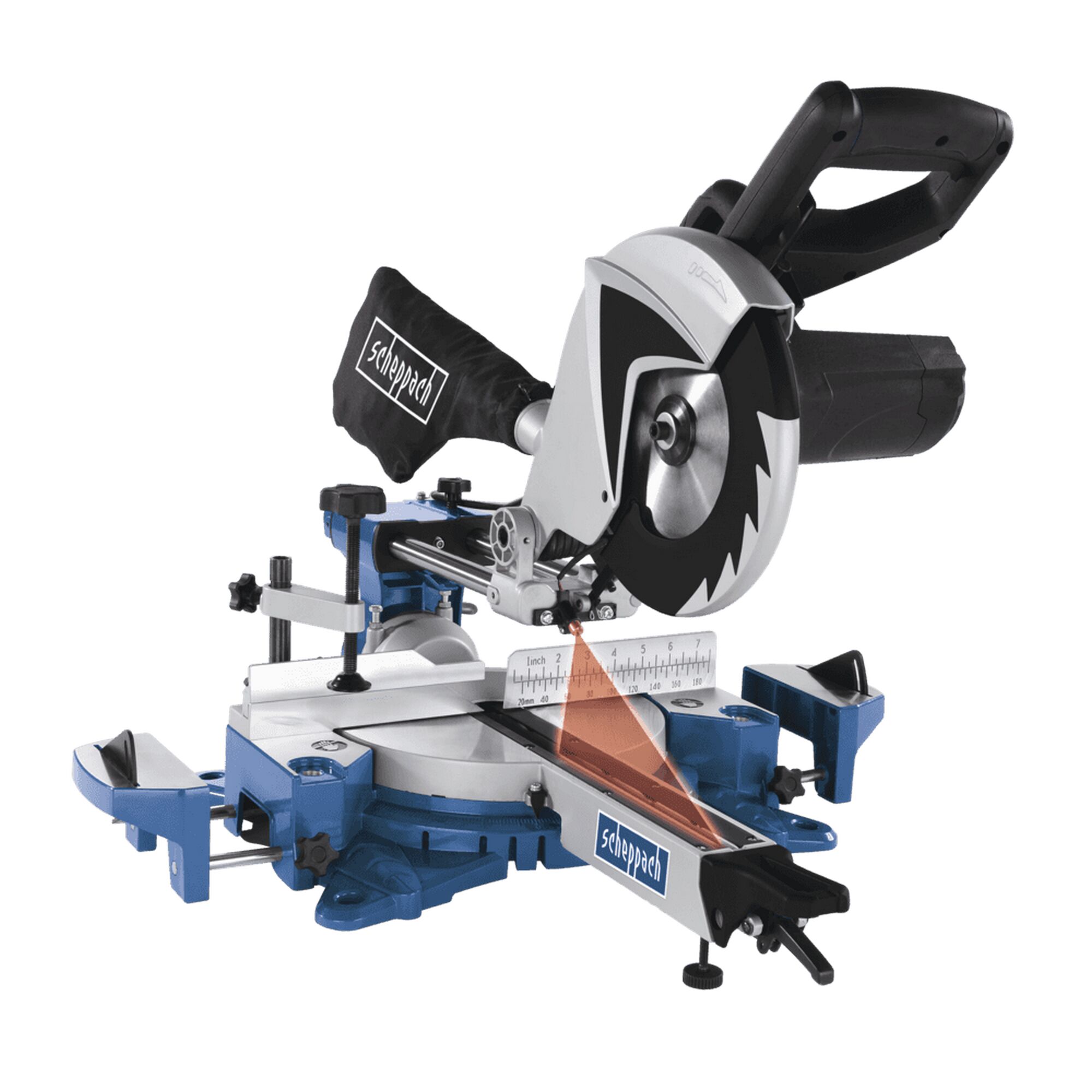 Kapp-Zugsäge von Scheppach mit rotem Laser