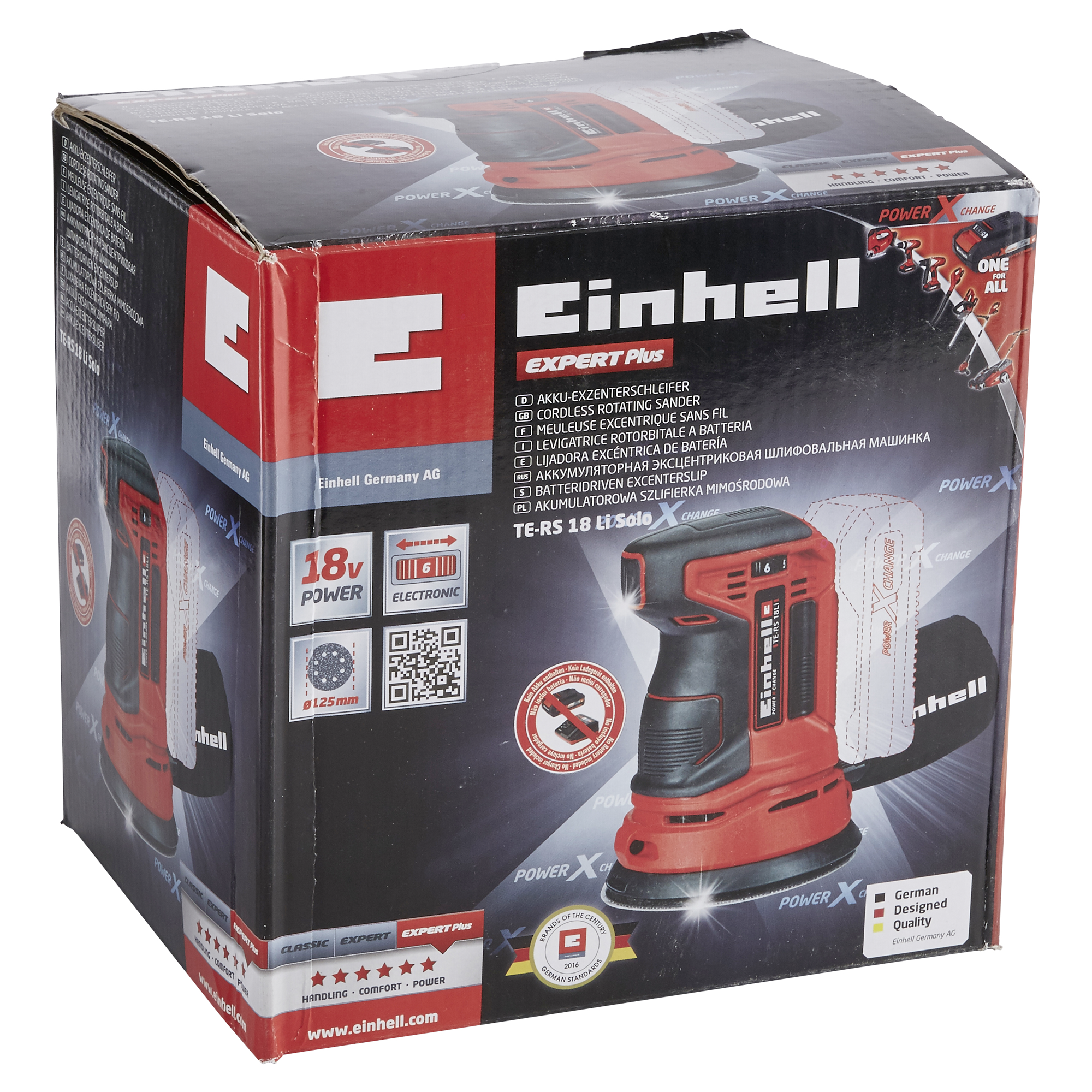 Einhell Akku-Exzenterschleifer TE-RS 18 Li-Solo – Kabellos, Mit Mikro-Kletthaftung & Staubabsaugung