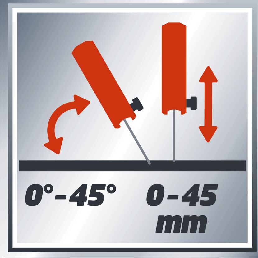 Neigungswinkel 0–45°, Schnitthöhe 0–45 mm