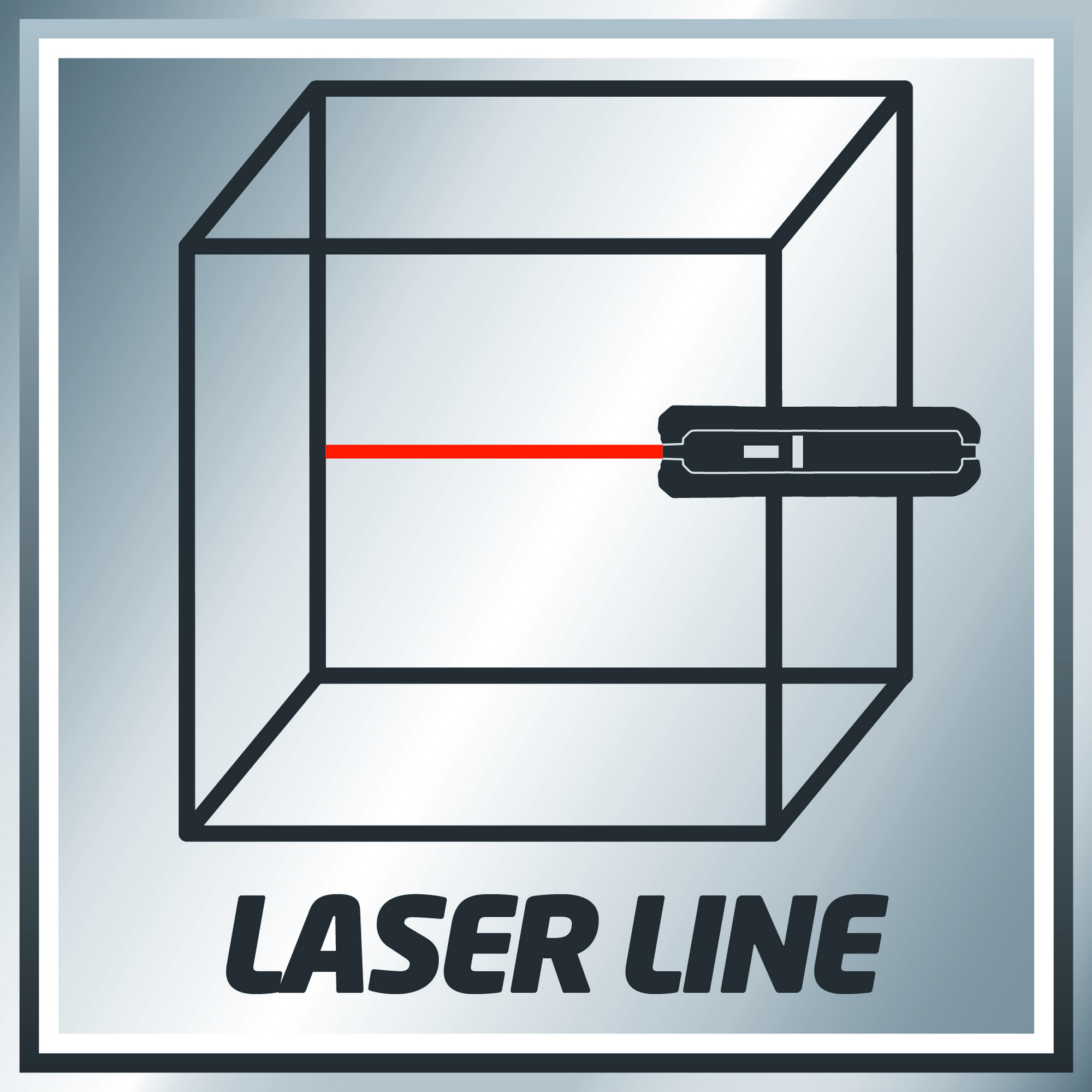 Laserlinie in einem Würfel.