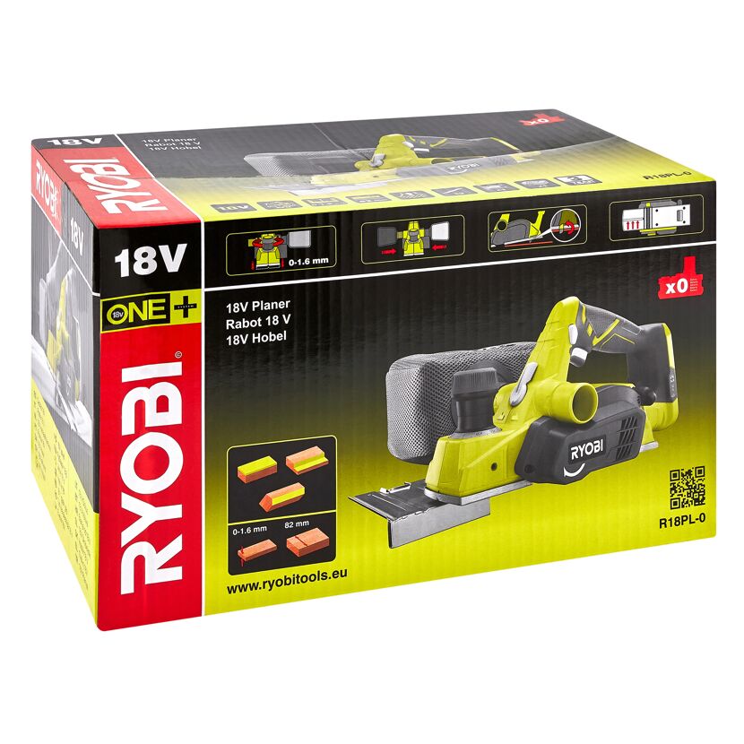 RYOBI Akku-Hobel R18PL-0 in der Verpackung