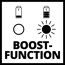 Boost-Funktion leerer und voller Akku und Sonne