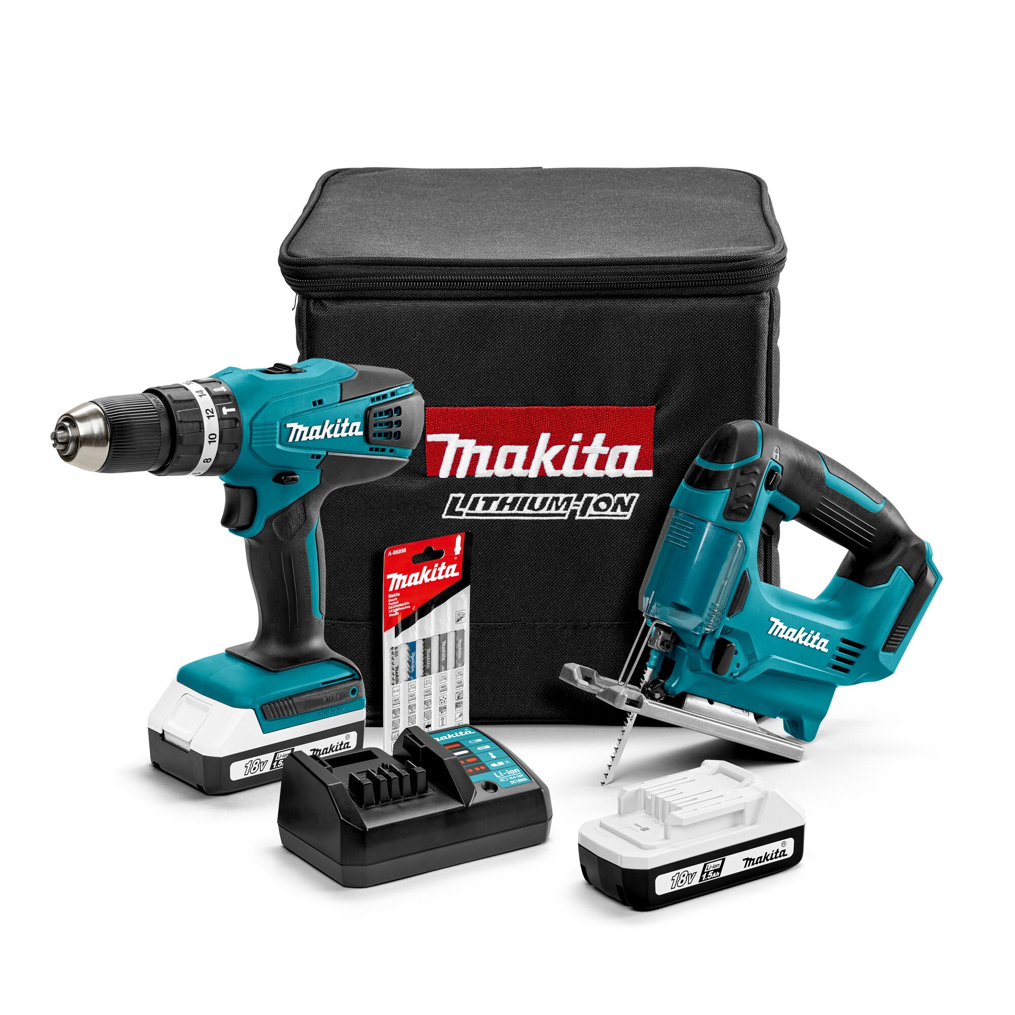 Makita Akku-Bohrschrauber und Akku-Stichsäge im Combo Kit