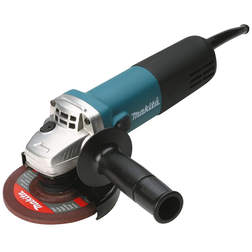 Winkelschleifer '9558HNRX1' blau-schwarz, mit Schruppscheibe und 5 Trennscheiben