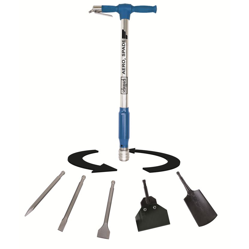 Druckluftspaten Aero Spade mit verschiedenen Aufsätzen