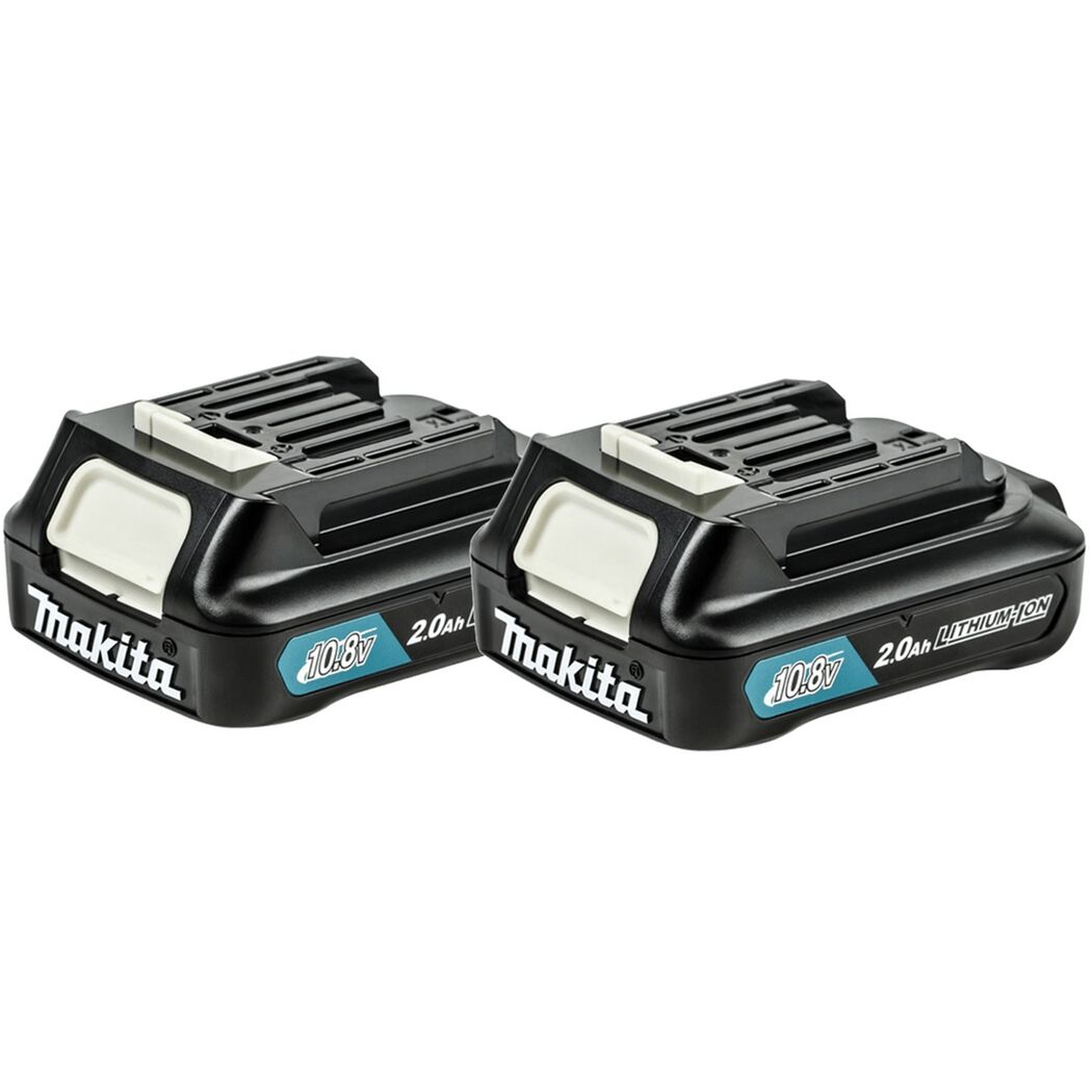 Zwei Makita 10,8V 2,0 Ah Lithium-Ionen-Akkus