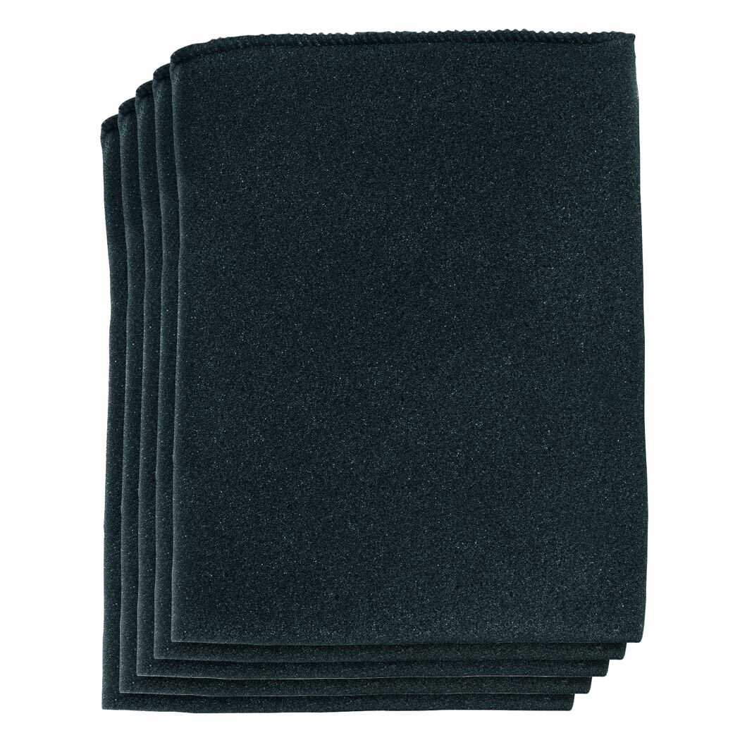 Fünf dunkelgraue Schaumstofffilter