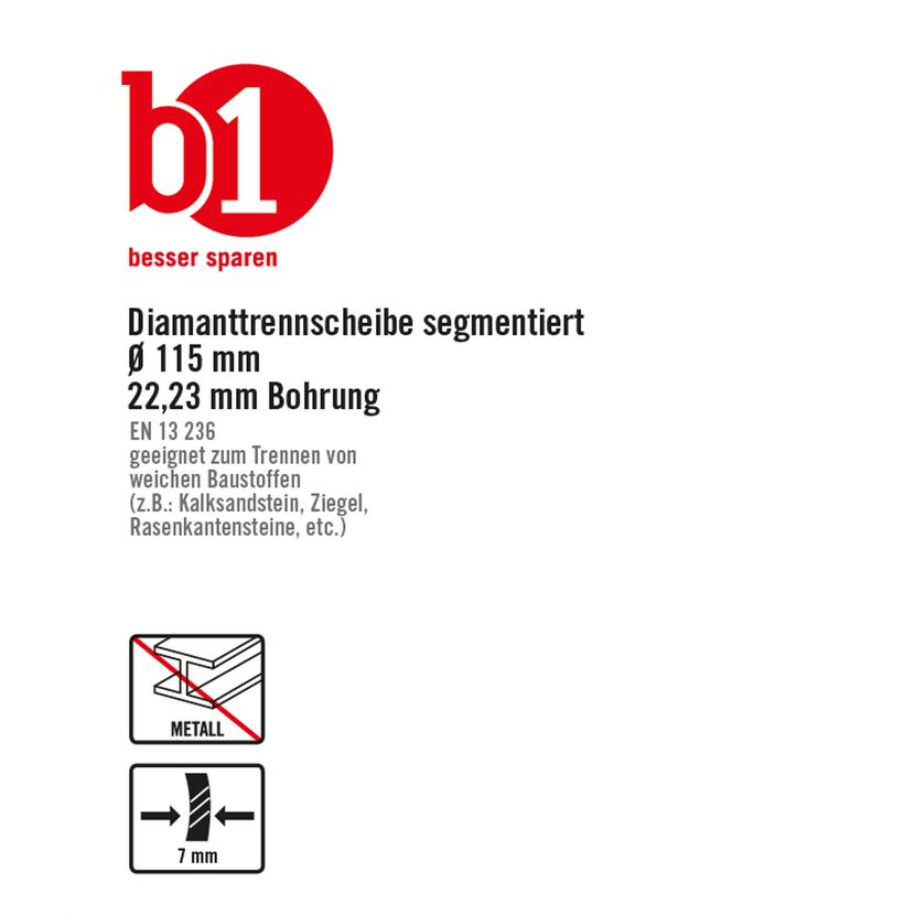 Diamant-Trennscheibe für weiche Baustoffe Ø 115 mm