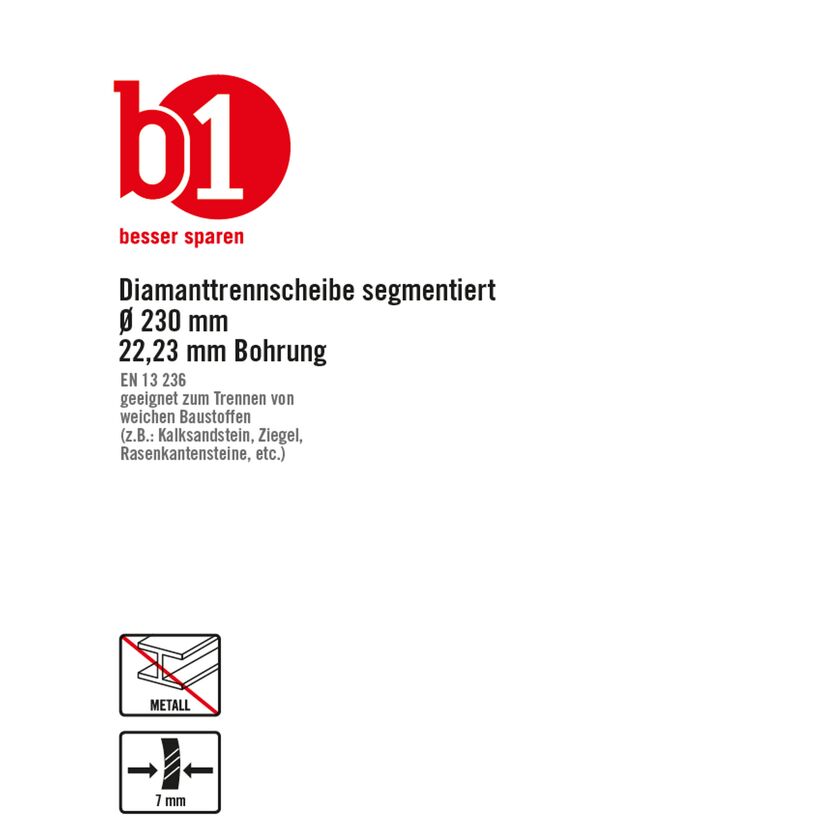 Diamant-Trennscheibe für weiche Baustoffe Ø 230 mm