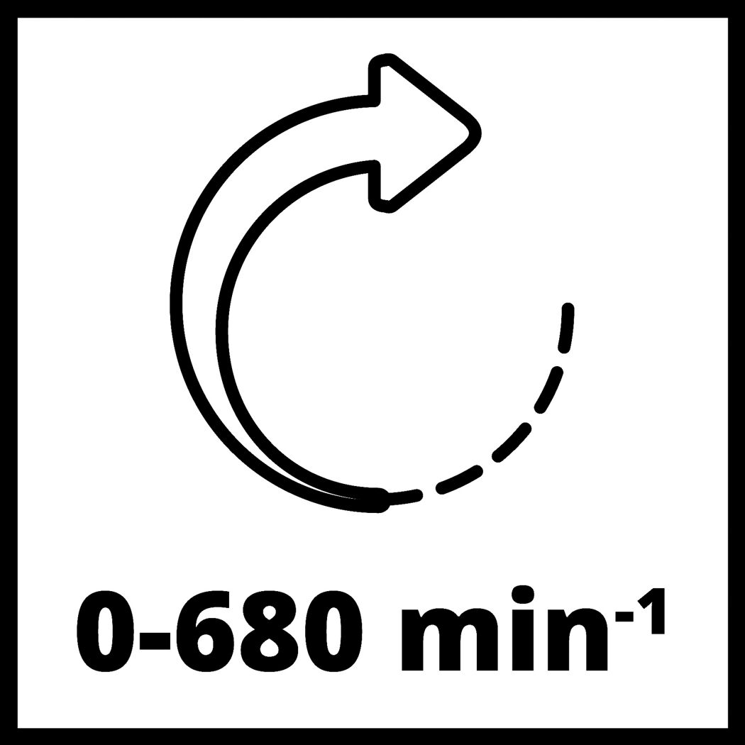 Drehpfeil mit der Angabe 0–680 min⁻¹