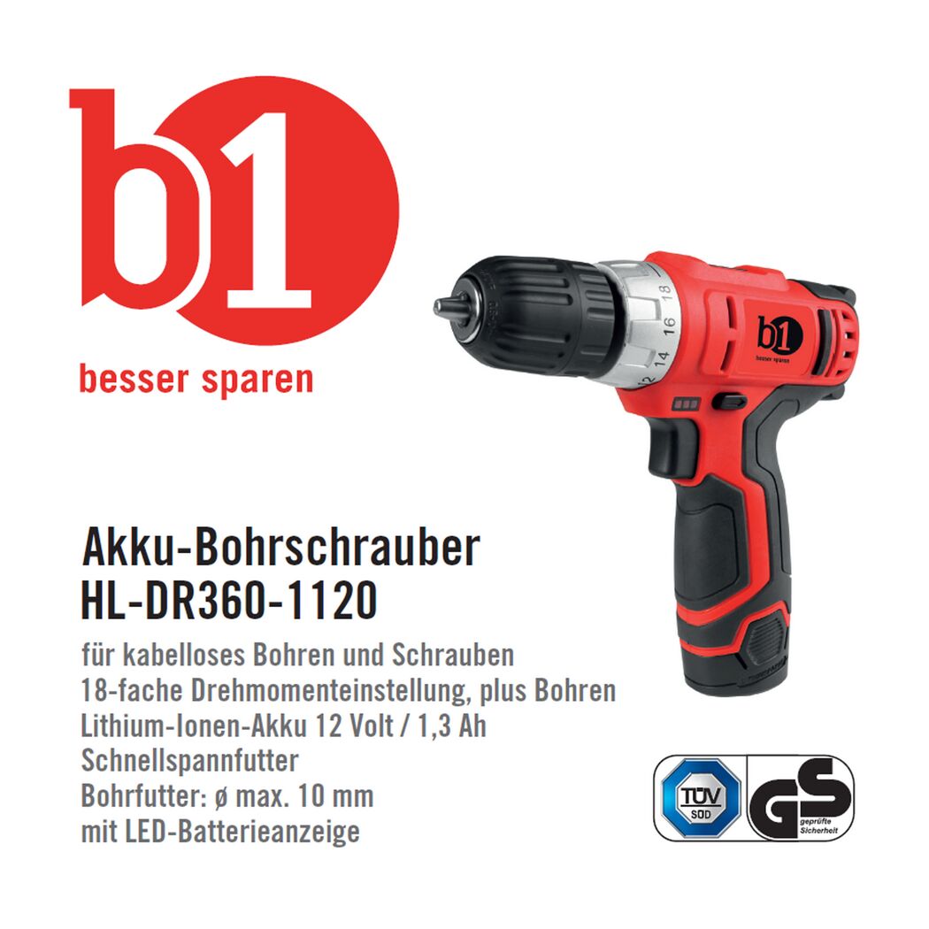 Roter Akku-Bohrschrauber HL-DR360-1120
