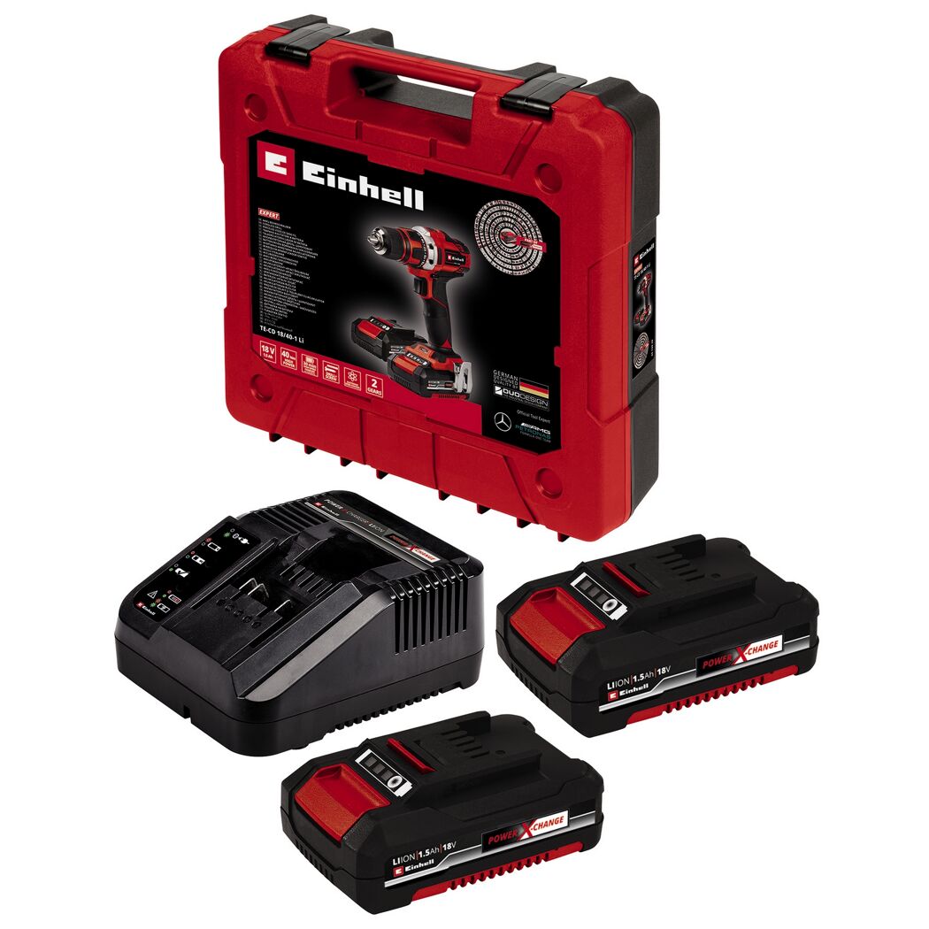 Einhell TE-CD 18/40-1 Li Kit, Akkuschrauber, Ladegerät, zwei Akkus