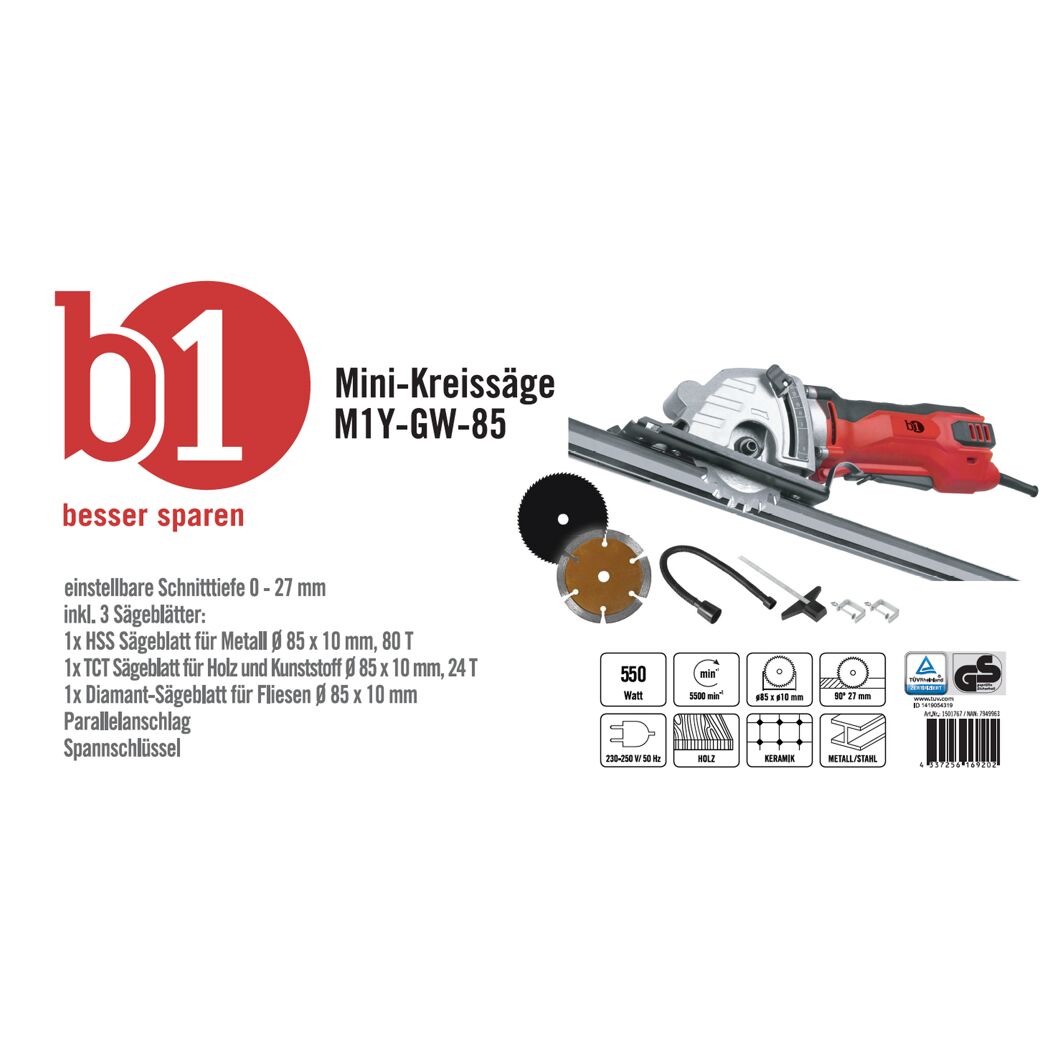 Mini-Kreissäge 'M1Y-GW-85' 550 W