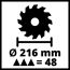 Sägeblatt mit einem Durchmesser von 216 mm und 48 Zähnen