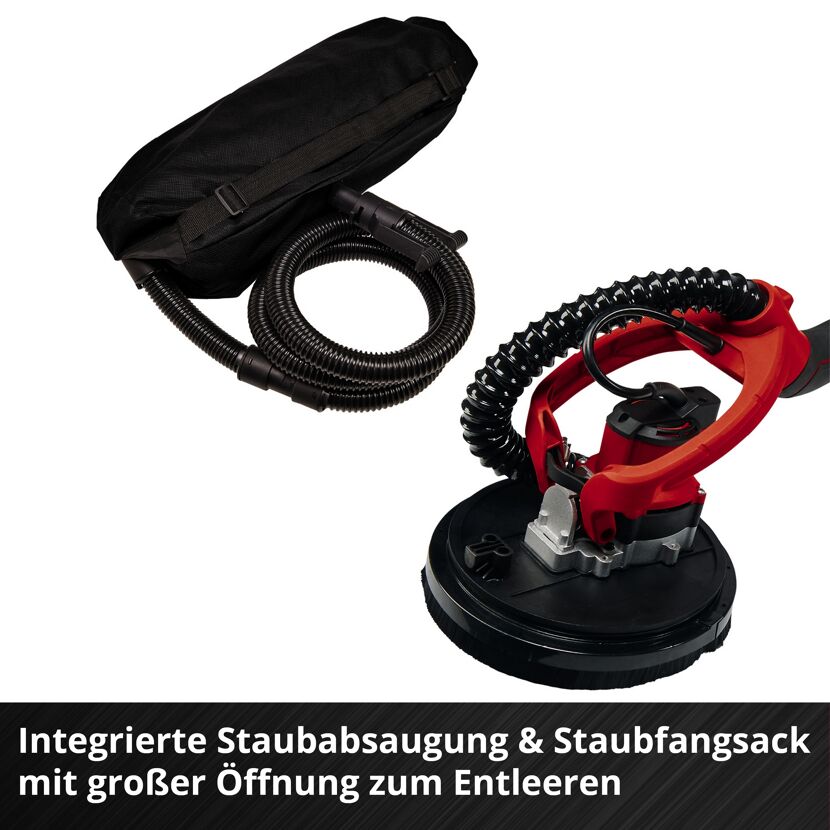 Rot-schwarzer Trockenbauschleifer mit Staubfangsack