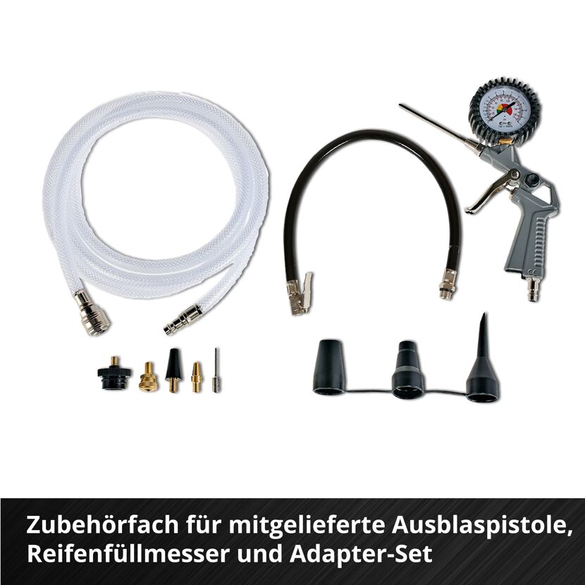 Ausblaspistole, Reifenfüllmesser und Adapter-Set