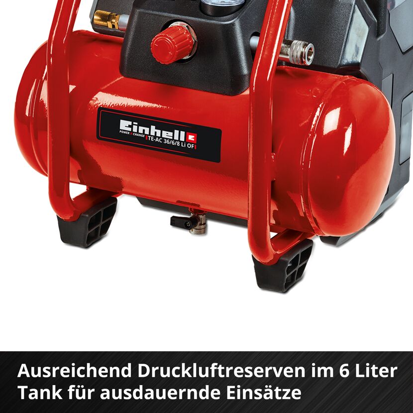 Einhell Akku Kompressor TE-AC 36/6/8 Li OF