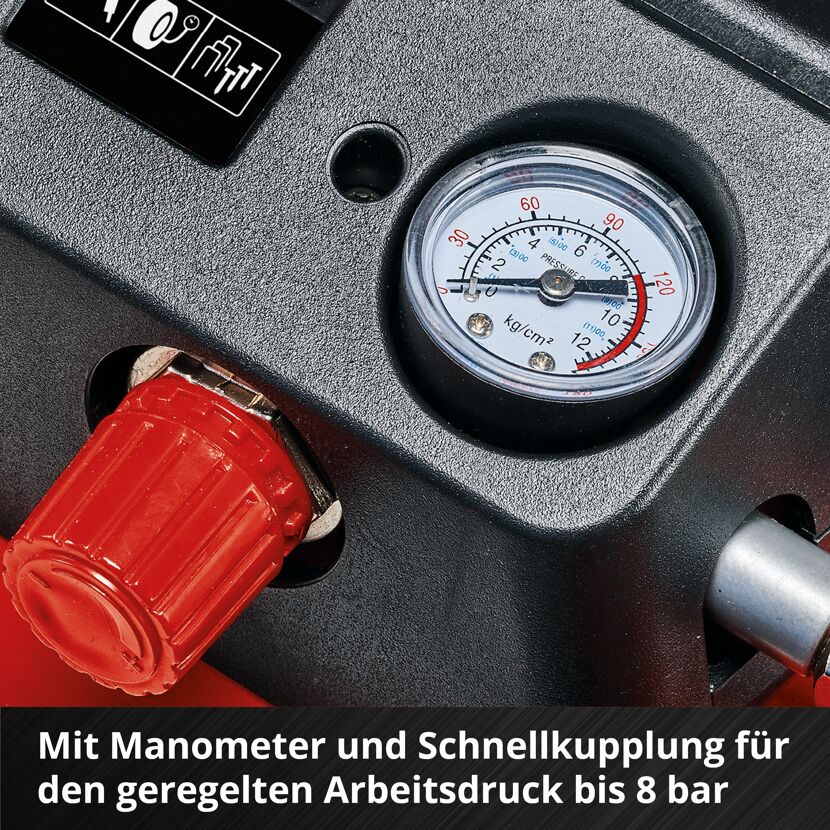 Manometer mit Schnellkupplung für geregelten Arbeitsdruck