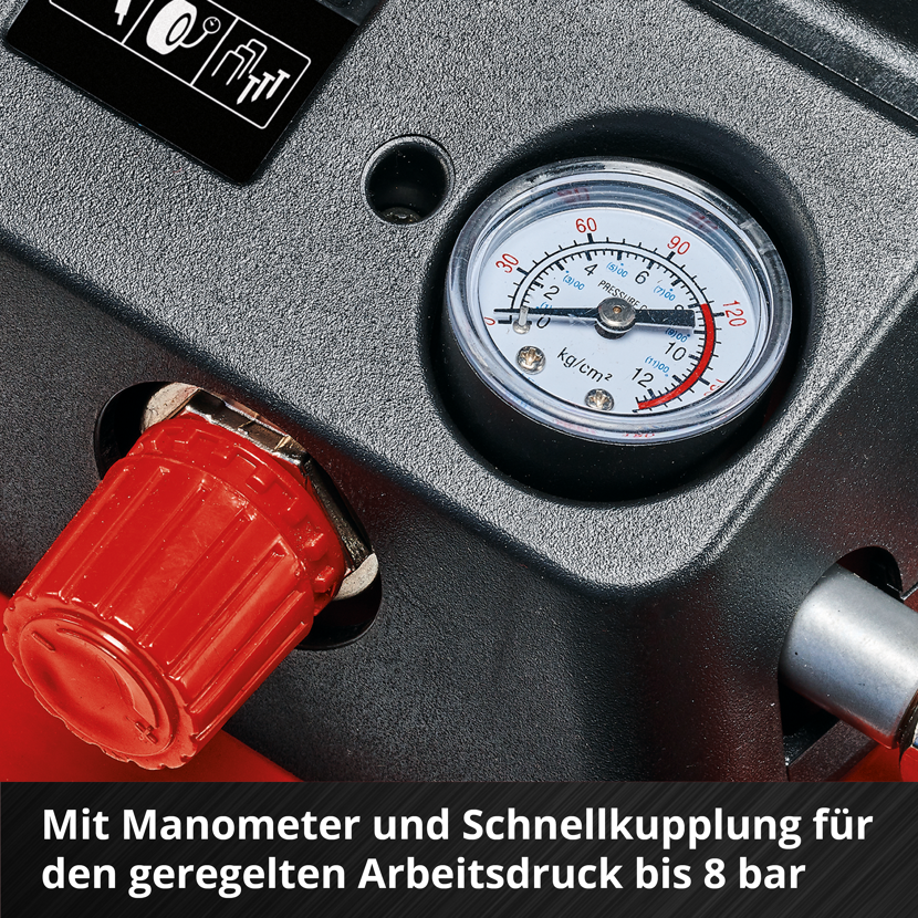 Manometer mit Schnellkupplung für geregelten Arbeitsdruck