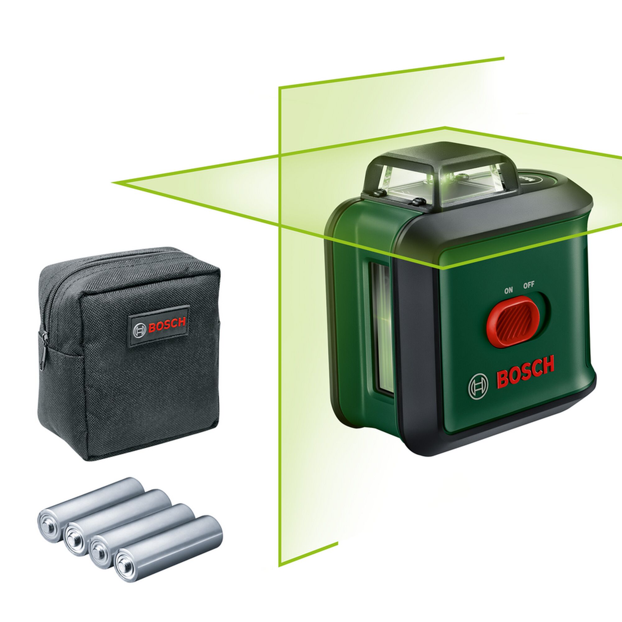 Bosch Kreuzlinienlaser UniversalLevel 360, Batterien und Tasche
