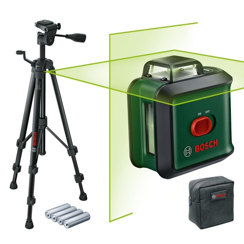 Bosch Kreuzlinienlaser mit Stativ und Batterien