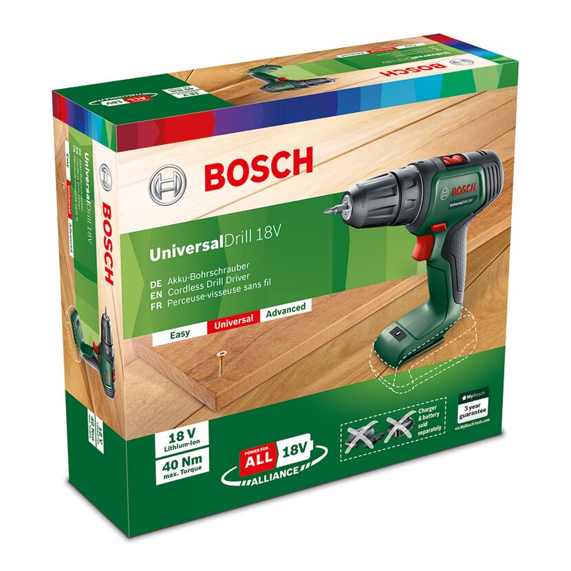 Bosch Akku-Bohrschrauber UniversalDrill 18V in Produktverpackung