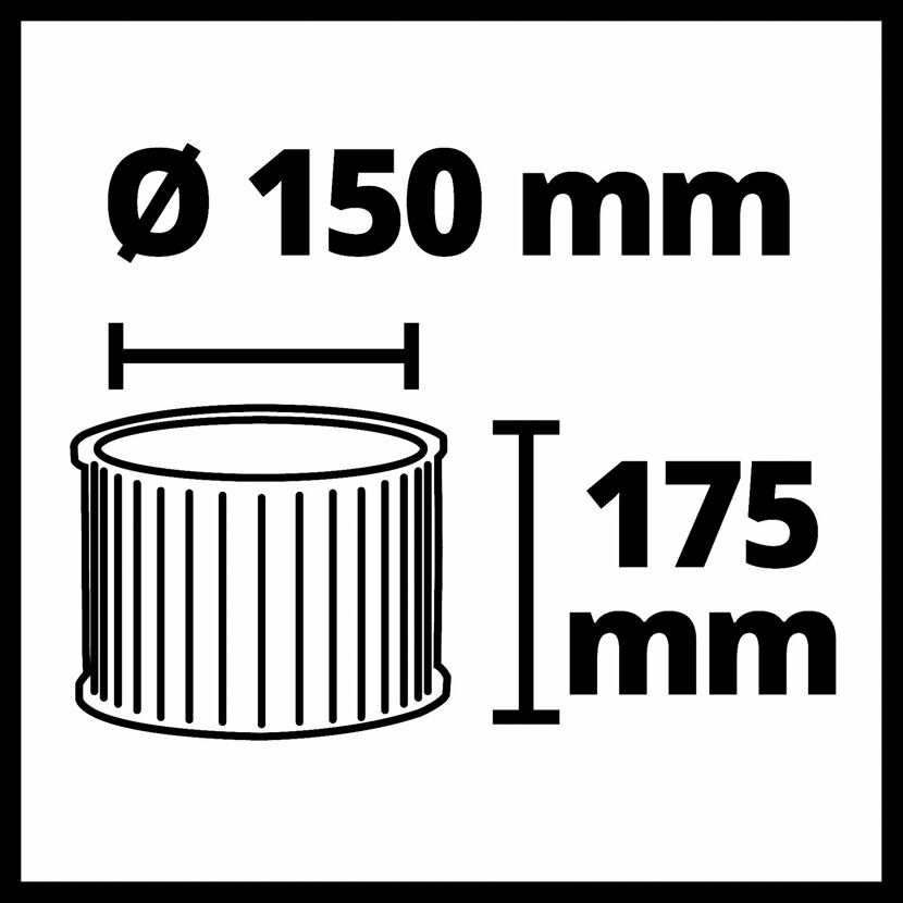 Faltenfilter mit den Maßen 150 x 175 mm.