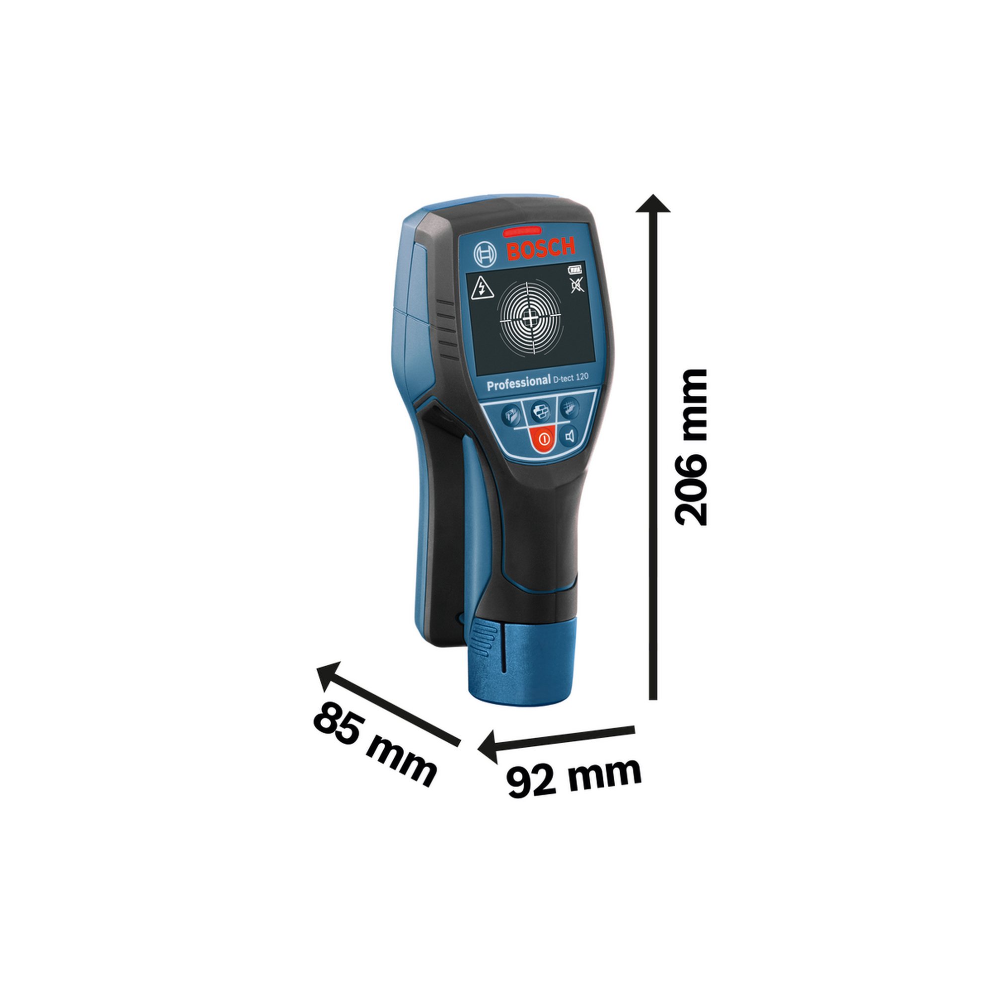 Ortungsgerät 'Professional D-tect 120' mit Akku-Adapter und Tasche für Strom, Metall und Holz