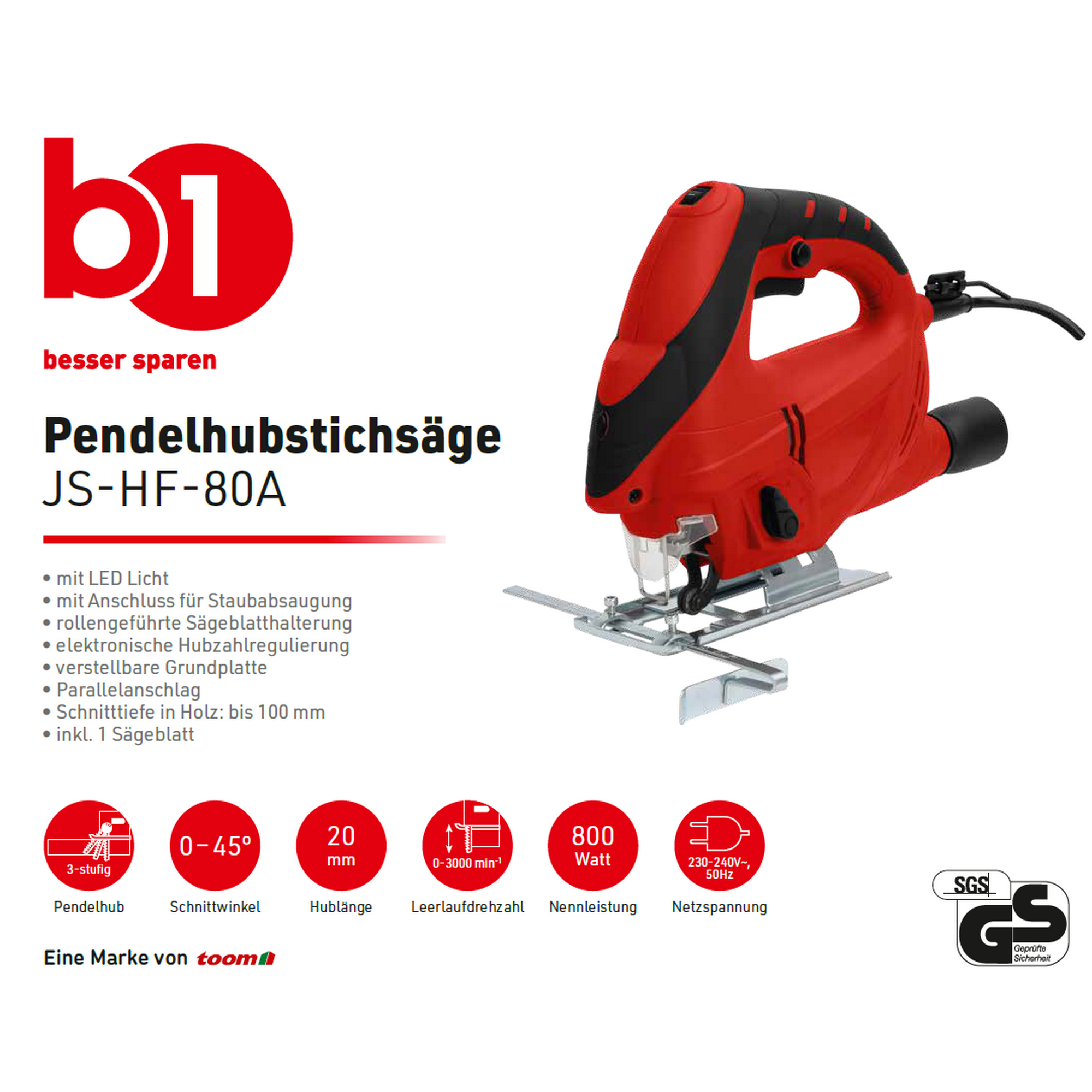 Pendelhubstichsäge 'JS-HF-80A' 800 W + product picture