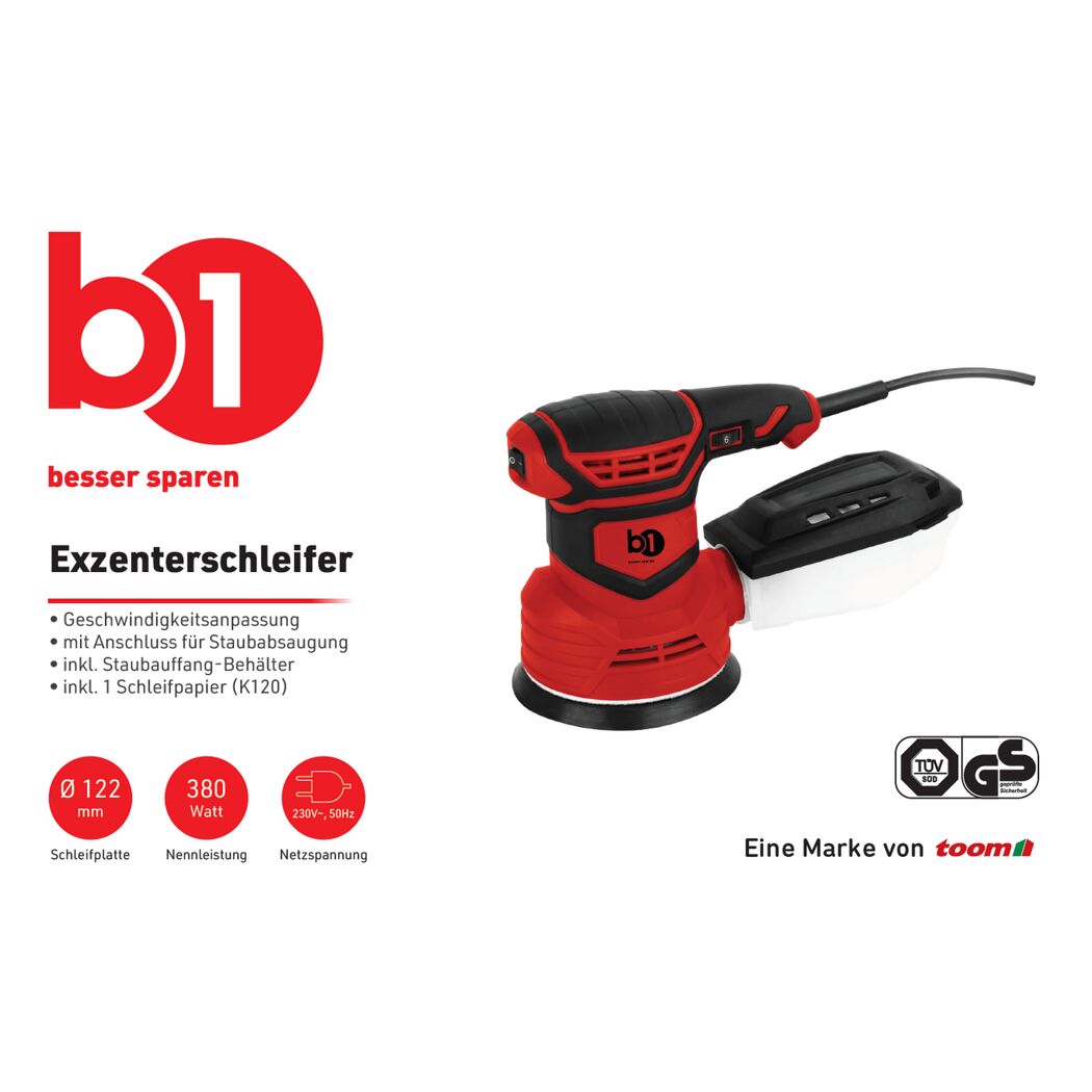 Exzenterschleifer von B1, rot-schwarz