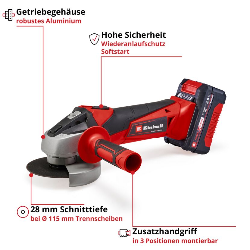 Akku-Winkelschleifer mit Trennscheibe
