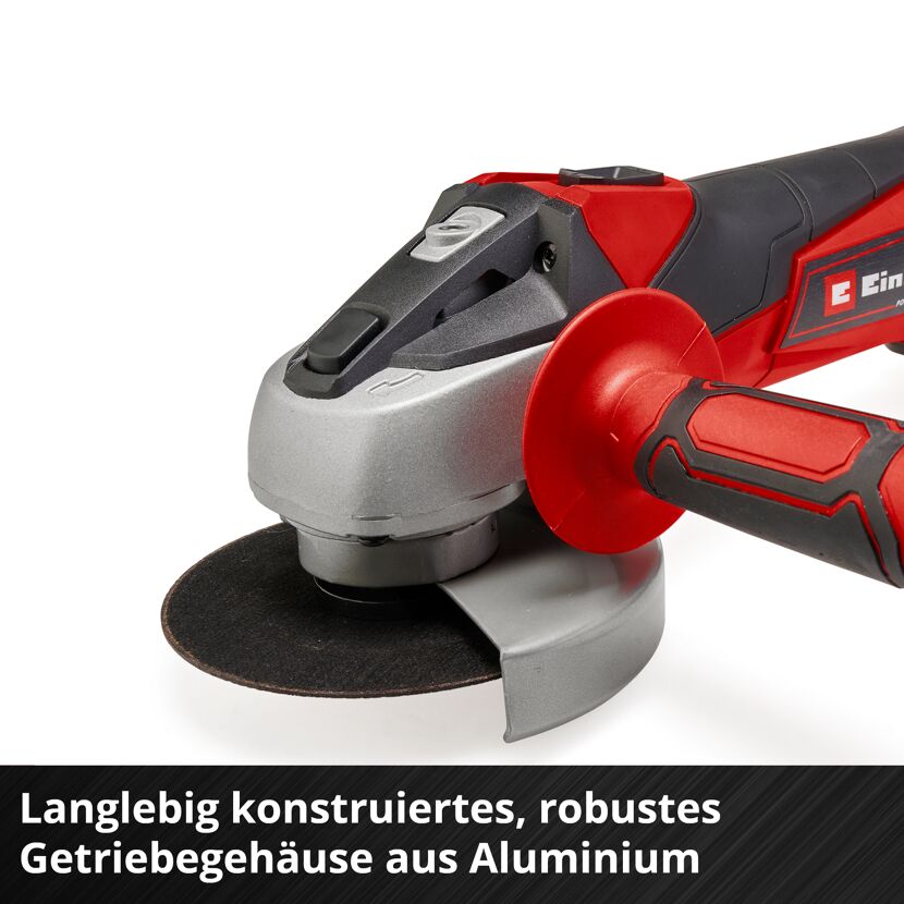 Roter Winkelschleifer mit Schleifscheibe