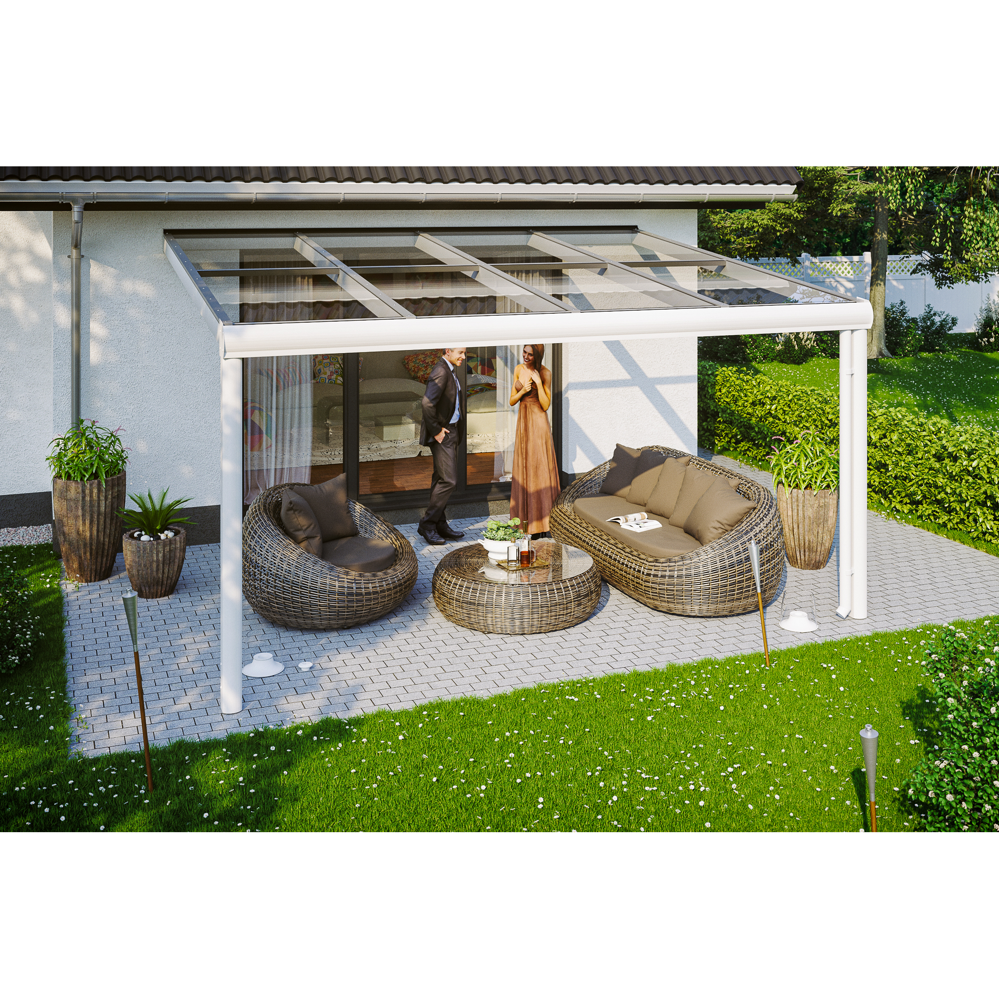 Terrassenüberdachung 'Modena' 434 x 307 cm, Aluminium, weiß + product picture