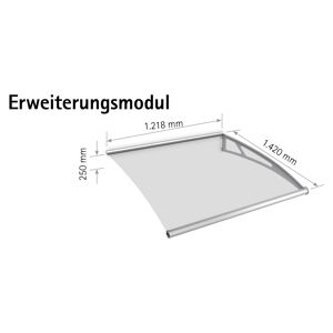 Pultbogen-Vordach "LT-Line" Erweiterungsmodul Edelstahl/Acrylglas satiniert 122 x 142 cm