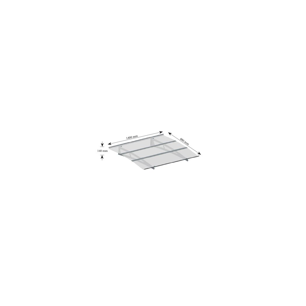 Vordach Madrid 1400 pulverbeschichtet silbergrau 140 x 90 cm