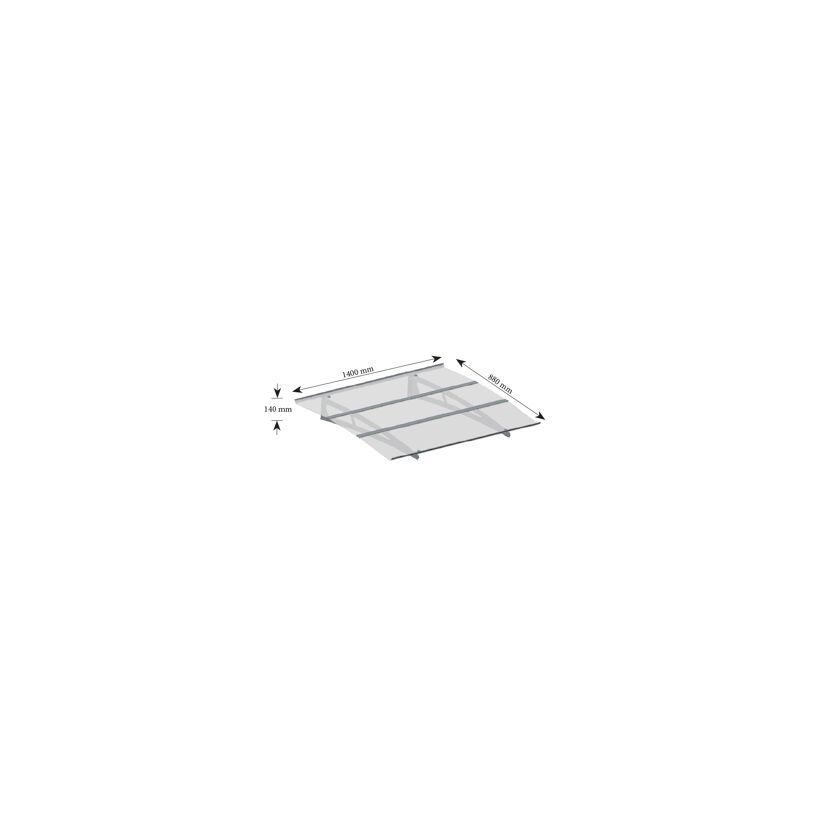 Vordach Madrid 1400 pulverbeschichtet silbergrau 140 x 90 cm